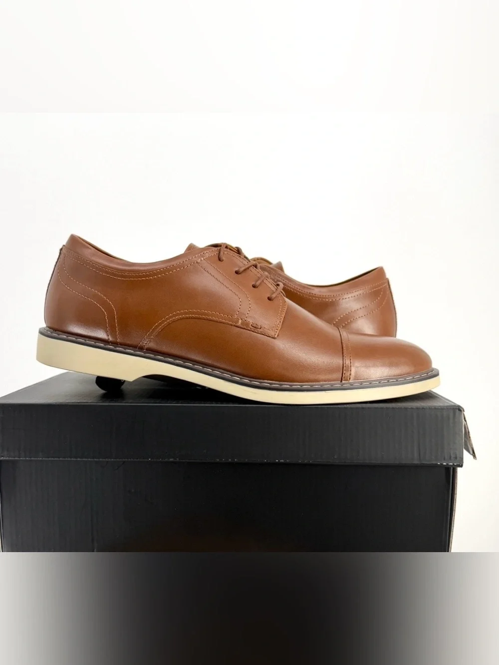 Alfani Theo Cap Toe Derby Mens Dress Shoes Tan Size 13 Memory Foam New In Box
